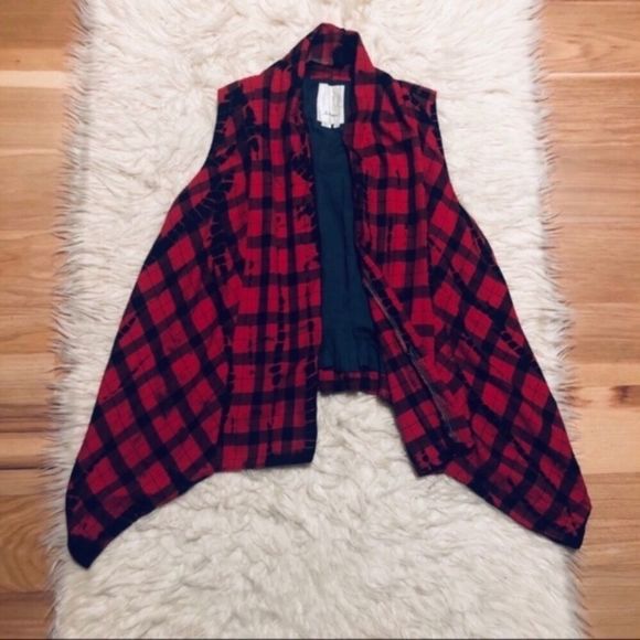 Anthro Elevenses Roxanne Plaid Waterfall Vest - Picture 3 of 7